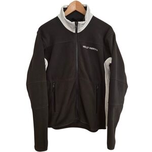 Helly Hansen Spell Out Fleece Jacket Mens Size M Black White Full Zip Polartec